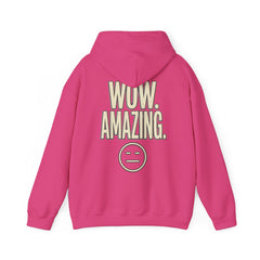 Wow. Amazing. Hoodie — Minimal Sarcastic Graphic Pullover with Neutral Emoji