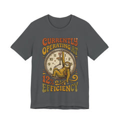 Sloth 12% Efficiency T-Shirt — Funny Retro Lazy Animal Graphic Tee
