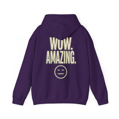 Wow. Amazing. Hoodie — Minimal Sarcastic Graphic Pullover with Neutral Emoji