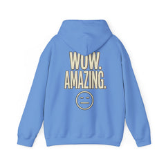 Wow. Amazing. Hoodie — Minimal Sarcastic Graphic Pullover with Neutral Emoji