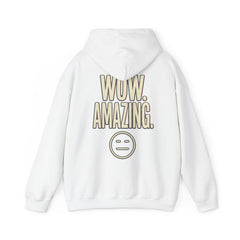 Wow. Amazing. Hoodie — Minimal Sarcastic Graphic Pullover with Neutral Emoji