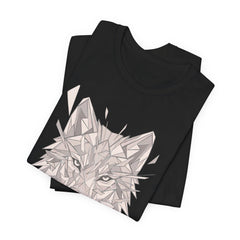 Geometric Wolf T-Shirt — Monochrome Tribal Wolf Head Tee