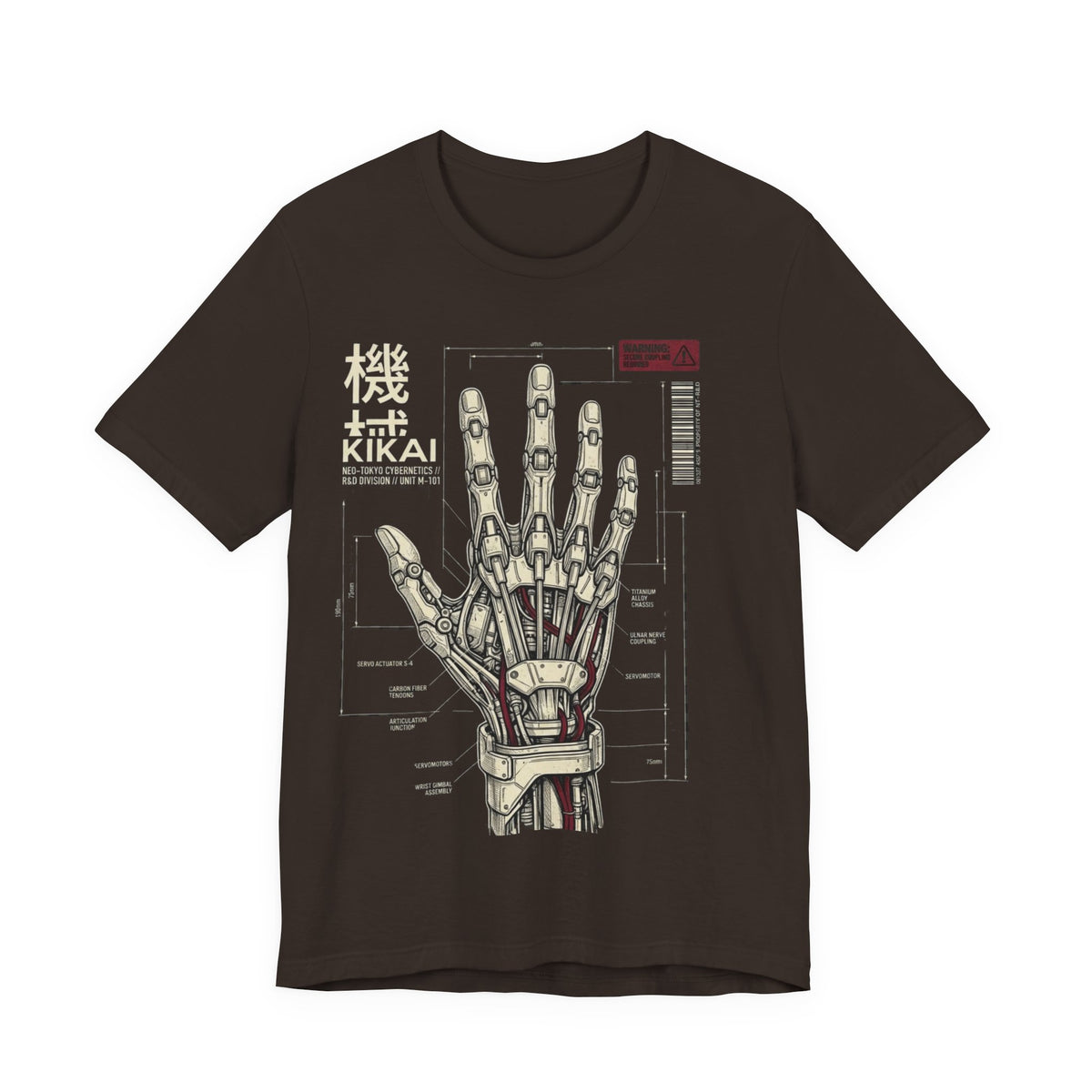 Kikai Robotic Hand Tee — Cyberpunk Mechanical Anatomy Graphic T-Shirt