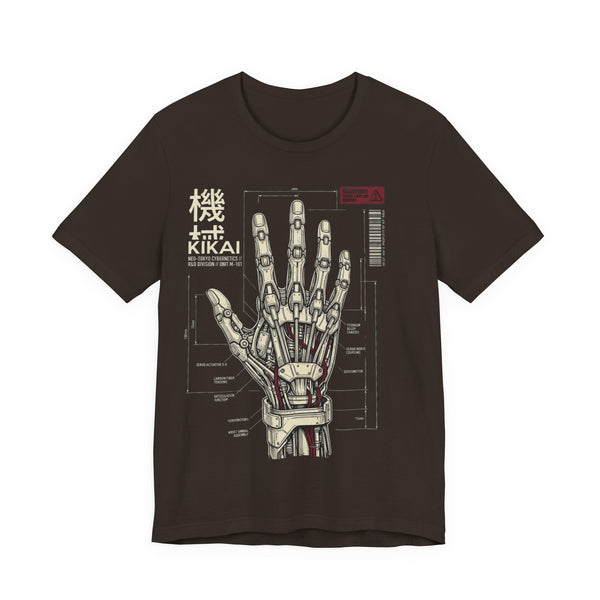 Kikai Robotic Hand Tee — Cyberpunk Mechanical Anatomy Graphic T-Shirt