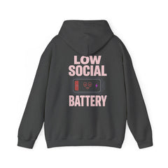 Low Social Battery Hoodie — Introvert Graphic Hooded Sweatshirt