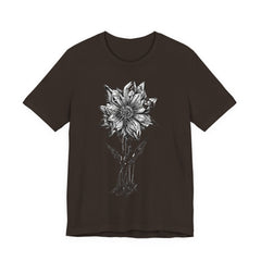 Floral Mandala Line Art Tee — Intricate Black & White Flower Graphic Shirt