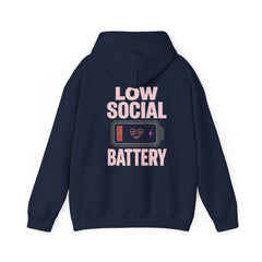 Low Social Battery Hoodie — Introvert Graphic Hooded Sweatshirt