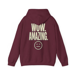 Wow. Amazing. Hoodie — Minimal Sarcastic Graphic Pullover with Neutral Emoji
