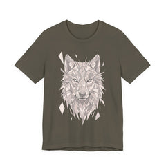 Geometric Wolf T-Shirt — Monochrome Tribal Wolf Head Tee