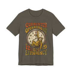 Sloth 12% Efficiency T-Shirt — Funny Retro Lazy Animal Graphic Tee