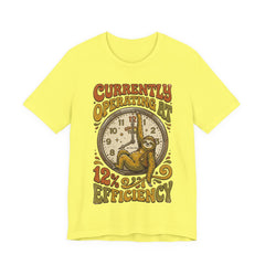 Sloth 12% Efficiency T-Shirt — Funny Retro Lazy Animal Graphic Tee