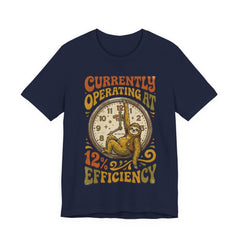 Sloth 12% Efficiency T-Shirt — Funny Retro Lazy Animal Graphic Tee