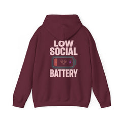 Low Social Battery Hoodie — Introvert Graphic Hooded Sweatshirt