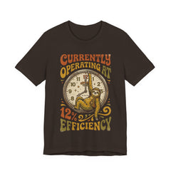 Sloth 12% Efficiency T-Shirt — Funny Retro Lazy Animal Graphic Tee