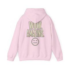 Wow. Amazing. Hoodie — Minimal Sarcastic Graphic Pullover with Neutral Emoji